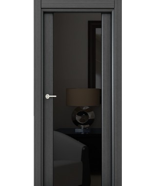 Дверь с ПВХ покрытием Стиль Полное ДО (Филадельфия Дуб Графит, Черный триплекс)