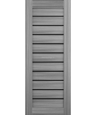 Дверь из экошпона Техно 12 Дуб пепельный (черное стекло)