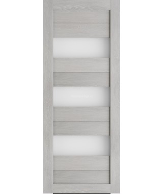 Дверь из экошпона Техно 3 Шале серый (белое стекло)
